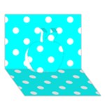 Polka Dots - White on Aqua Cyan Apple 3D Greeting Card (7x5)