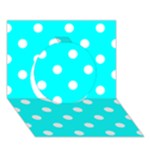 Polka Dots - White on Aqua Cyan Circle 3D Greeting Card (7x5)