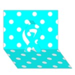 Polka Dots - White on Aqua Cyan Ribbon 3D Greeting Card (7x5)