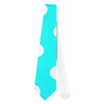 Polka Dots - White on Aqua Cyan Necktie (One Side)