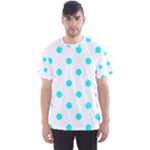 Polka Dots - Aqua Cyan on White Men s Sport Mesh Tee