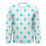 Polka Dots - Aqua Cyan on White Men s Long Sleeve T-shirt