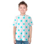 Polka Dots - Aqua Cyan on White Kid s Cotton Tee