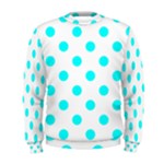 Polka Dots - Aqua Cyan on White Men s Sweatshirt