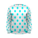 Polka Dots - Aqua Cyan on White Women s Sweatshirt