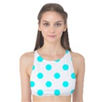 Polka Dots - Aqua Cyan on White Tank Bikini Top