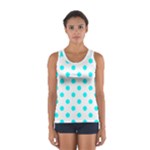 Polka Dots - Aqua Cyan on White Women s Sport Tank Top