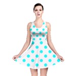 Polka Dots - Aqua Cyan on White Reversible Skater Dress