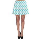 Polka Dots - Aqua Cyan on White Skater Skirt