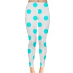Polka Dots - Aqua Cyan on White Women s Leggings