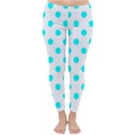 Polka Dots - Aqua Cyan on White Winter Leggings