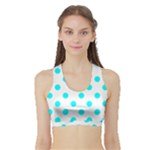 Polka Dots - Aqua Cyan on White Women s Sports Bra with Border