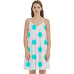 Polka Dots - Aqua Cyan on White Women s Reversible Sports Bra with Border