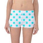 Polka Dots - Aqua Cyan on White Boyleg Bikini Bottoms