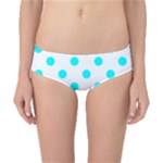 Polka Dots - Aqua Cyan on White Classic Bikini Bottoms