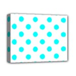 Polka Dots - Aqua Cyan on White Deluxe Canvas 14  x 11  (Stretched)