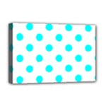 Polka Dots - Aqua Cyan on White Deluxe Canvas 18  x 12  (Stretched)