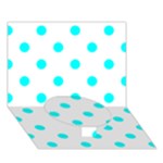 Polka Dots - Aqua Cyan on White Circle Bottom 3D Greeting Card (7x5)