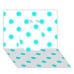 Polka Dots - Aqua Cyan on White Apple 3D Greeting Card (7x5)