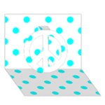 Polka Dots - Aqua Cyan on White Peace Sign 3D Greeting Card (7x5)