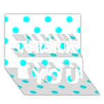 Polka Dots - Aqua Cyan on White THANK YOU 3D Greeting Card (7x5)