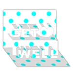 Polka Dots - Aqua Cyan on White Get Well 3D Greeting Card (7x5)