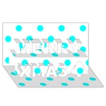 Polka Dots - Aqua Cyan on White Merry Xmas 3D Greeting Card (8x4)