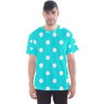 Polka Dots - White on Bright Turquoise Men s Sport Mesh Tee