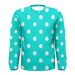 Polka Dots - White on Bright Turquoise Men s Long Sleeve T-shirt