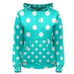 Polka Dots - White on Bright Turquoise Women s Pullover Hoodie