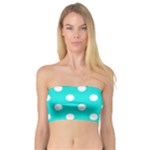 Polka Dots - White on Bright Turquoise Bandeau Top
