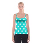 Polka Dots - White on Bright Turquoise Spaghetti Strap Top