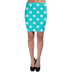 Polka Dots - White on Bright Turquoise Bodycon Skirt