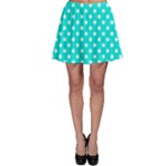Polka Dots - White on Bright Turquoise Skater Skirt