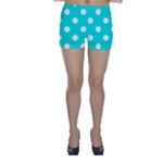 Polka Dots - White on Bright Turquoise Skinny Shorts