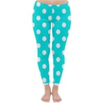 Polka Dots - White on Bright Turquoise Winter Leggings