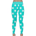 Polka Dots - White on Bright Turquoise Yoga Leggings