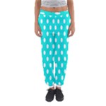Polka Dots - White on Bright Turquoise Women s Jogger Sweatpants