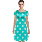 Polka Dots - White on Bright Turquoise Cap Sleeve Nightdress