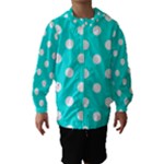 Polka Dots - White on Bright Turquoise Hooded Wind Breaker (Kids)