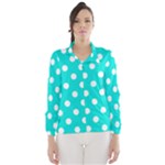 Polka Dots - White on Bright Turquoise Wind Breaker (Women)