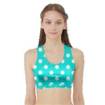 Polka Dots - White on Bright Turquoise Women s Sports Bra with Border