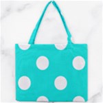 Polka Dots - White on Bright Turquoise Mini Tote Bag