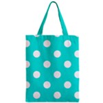 Polka Dots - White on Bright Turquoise Zipper Classic Tote Bag
