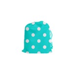 Polka Dots - White on Bright Turquoise Drawstring Pouch (XS)