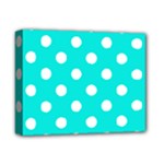 Polka Dots - White on Bright Turquoise Deluxe Canvas 14  x 11  (Stretched)