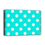 Polka Dots - White on Bright Turquoise Deluxe Canvas 18  x 12  (Stretched)