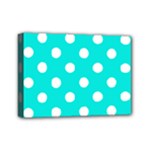 Polka Dots - White on Bright Turquoise Mini Canvas 7  x 5  (Stretched)