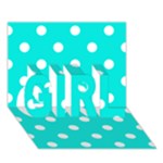 Polka Dots - White on Bright Turquoise GIRL 3D Greeting Card (7x5)