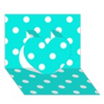 Polka Dots - White on Bright Turquoise Heart 3D Greeting Card (7x5)